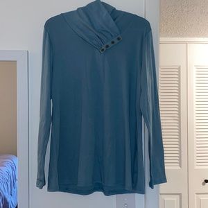 Blue/Green Loose Turtleneck Long Sleeve - Large